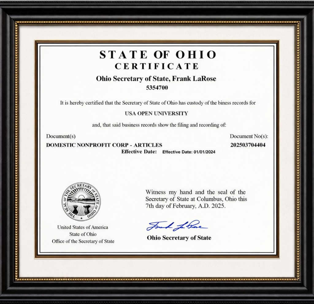 State of Ohio — Domestic Nonprofit Corporation